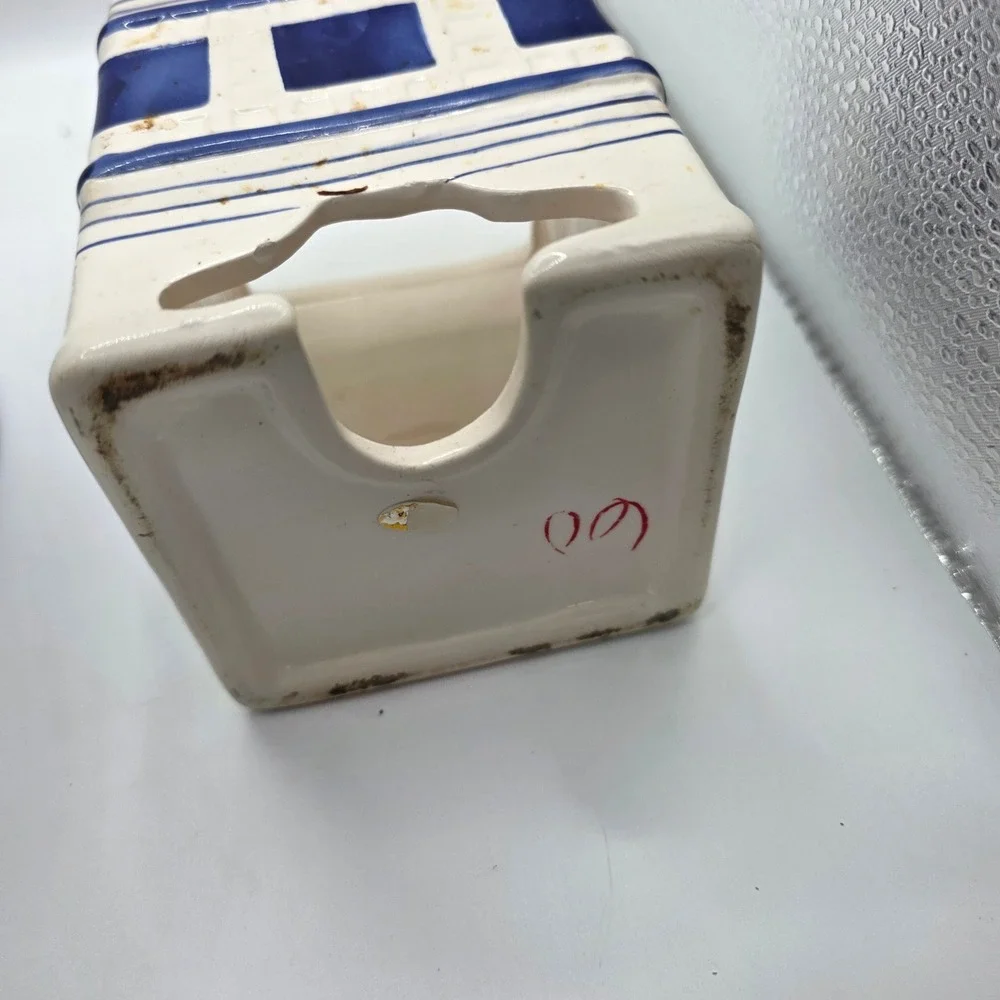 Blue and White Ceramic Canister Set Floral Geometric Vintage Storage Jars